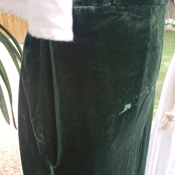 Zara Velvet Silk Green High Waist Trouser Pants S - Picture 11 of 15